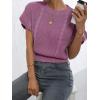 imageVerdusa Womens Ruffled Short Sleeve Round Neck Knitted Top Pullovers SweaterDusty Pink