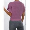 imageVerdusa Womens Ruffled Short Sleeve Round Neck Knitted Top Pullovers SweaterDusty Pink
