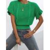imageVerdusa Womens Ruffled Short Sleeve Round Neck Knitted Top Pullovers SweaterGreen