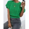 imageVerdusa Womens Ruffled Short Sleeve Round Neck Knitted Top Pullovers SweaterGreen
