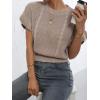 imageVerdusa Womens Ruffled Short Sleeve Round Neck Knitted Top Pullovers SweaterKhaki