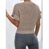 imageVerdusa Womens Ruffled Short Sleeve Round Neck Knitted Top Pullovers SweaterKhaki