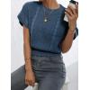 imageVerdusa Womens Ruffled Short Sleeve Round Neck Knitted Top Pullovers SweaterNavy Blue
