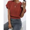 imageVerdusa Womens Ruffled Short Sleeve Round Neck Knitted Top Pullovers SweaterRust Red