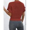 imageVerdusa Womens Ruffled Short Sleeve Round Neck Knitted Top Pullovers SweaterRust Red