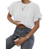 imageVerdusa Womens Ruffled Short Sleeve Round Neck Knitted Top Pullovers SweaterWhite