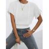imageVerdusa Womens Ruffled Short Sleeve Round Neck Knitted Top Pullovers SweaterWhite