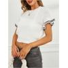 imageVerdusa Womens Ruffled Short Sleeve Round Neck Knitted Top Pullovers SweaterWhite Black
