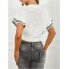 imageVerdusa Womens Ruffled Short Sleeve Round Neck Knitted Top Pullovers SweaterWhite Black