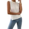 imageVerdusa Womens Slit Hem Sleeveless Round Neck Knitted Sweater Vest Tank TopWhite