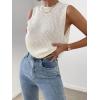 imageVerdusa Womens Slit Hem Sleeveless Round Neck Knitted Sweater Vest Tank TopWhite