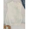 imageVerdusa Womens Slit Hem Sleeveless Round Neck Knitted Sweater Vest Tank TopWhite Floral