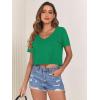 imageVerdusa Womens Solid V Neck Crop T Shirt Top Causal Short Sleeve Tee TopKelly Green