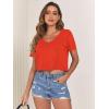 imageVerdusa Womens Solid V Neck Crop T Shirt Top Causal Short Sleeve Tee TopRed