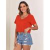 imageVerdusa Womens Solid V Neck Crop T Shirt Top Causal Short Sleeve Tee TopRed