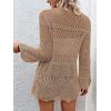 imageVerdusa Womens Tie Front Long Sleeve Hollow Out Sheer Kimono Cardigan Cover UpKhaki