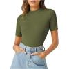 imageVerdusa Womens Business Casual Tops Mock Neck Short Sleeve Knit Basic Tees Work Ofiice OutfitsSolid Green