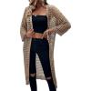 imageVerdusa Womens Hollow Out 34 Sleeve Open Front Knit Cardigan Long KimonoKhaki