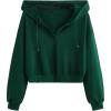 imageVerdusa Womens Long Sleeve Drop Shoulder Drawstring Crop Hoodie SweatshirtDark Green