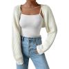 imageVerdusa Womens Long Sleeve Open Front Knitted Crop Cardigan Sweater ShrugCream White