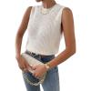 imageVerdusa Womens Slit Hem Sleeveless Round Neck Knitted Sweater Vest Tank TopWhite