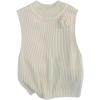 imageVerdusa Womens Slit Hem Sleeveless Round Neck Knitted Sweater Vest Tank TopWhite Floral