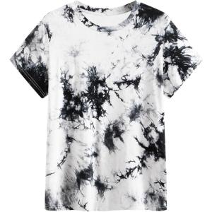 imageVerdusa Womens Casual Short Sleeve Tie Dye Tee1 Blackwhite