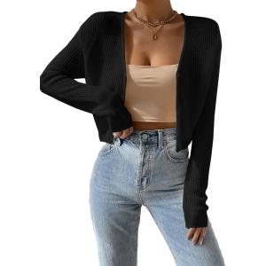 imageVerdusa Womens Drop Shoulder Long Sleeve Button Up Knit Cardigan SweaterBlack