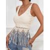 imageVerdusa 70s Outfits for Women Guipure Fringe V Neck Sleevelss Crop Tank TopsApricot
