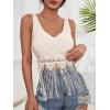 imageVerdusa 70s Outfits for Women Guipure Fringe V Neck Sleevelss Crop Tank TopsApricot