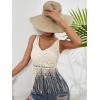 imageVerdusa 70s Outfits for Women Guipure Fringe V Neck Sleevelss Crop Tank TopsApricot