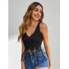 imageVerdusa 70s Outfits for Women Guipure Fringe V Neck Sleevelss Crop Tank TopsBlack