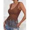 imageVerdusa 70s Outfits for Women Guipure Fringe V Neck Sleevelss Crop Tank TopsBrown Lace