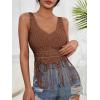 imageVerdusa 70s Outfits for Women Guipure Fringe V Neck Sleevelss Crop Tank TopsBrown Lace