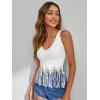 imageVerdusa 70s Outfits for Women Guipure Fringe V Neck Sleevelss Crop Tank TopsWhite