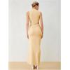 imageVerdusa Two Piece Sets For Women Going Out Tops and Bodycon Maxi Skirt Set Vacation OutfitsApricot