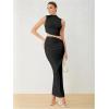 imageVerdusa Two Piece Sets For Women Going Out Tops and Bodycon Maxi Skirt Set Vacation OutfitsBlack