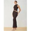 imageVerdusa Two Piece Sets For Women Going Out Tops and Bodycon Maxi Skirt Set Vacation OutfitsBrown