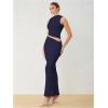 imageVerdusa Two Piece Sets For Women Going Out Tops and Bodycon Maxi Skirt Set Vacation OutfitsDeep Blue