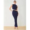 imageVerdusa Two Piece Sets For Women Going Out Tops and Bodycon Maxi Skirt Set Vacation OutfitsDeep Blue