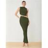 imageVerdusa Two Piece Sets For Women Going Out Tops and Bodycon Maxi Skirt Set Vacation OutfitsDeep Green