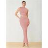 imageVerdusa Two Piece Sets For Women Going Out Tops and Bodycon Maxi Skirt Set Vacation OutfitsLight Pink