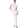 imageVerdusa Two Piece Sets For Women Going Out Tops and Bodycon Maxi Skirt Set Vacation OutfitsWhite