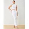imageVerdusa Two Piece Sets For Women Going Out Tops and Bodycon Maxi Skirt Set Vacation OutfitsWhite