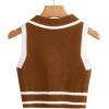 imageVerdusa Womens Button Front Striped Collar Sleeveless Sweater Vest Knit TopBrown and White