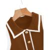 imageVerdusa Womens Button Front Striped Collar Sleeveless Sweater Vest Knit TopBrown and White