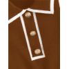 imageVerdusa Womens Button Front Striped Collar Sleeveless Sweater Vest Knit TopBrown and White