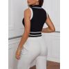 imageVerdusa Womens Button Front Striped Collar Sleeveless Sweater Vest Knit TopDark Black