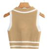 imageVerdusa Womens Button Front Striped Collar Sleeveless Sweater Vest Knit TopKhaki and White