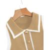 imageVerdusa Womens Button Front Striped Collar Sleeveless Sweater Vest Knit TopKhaki and White